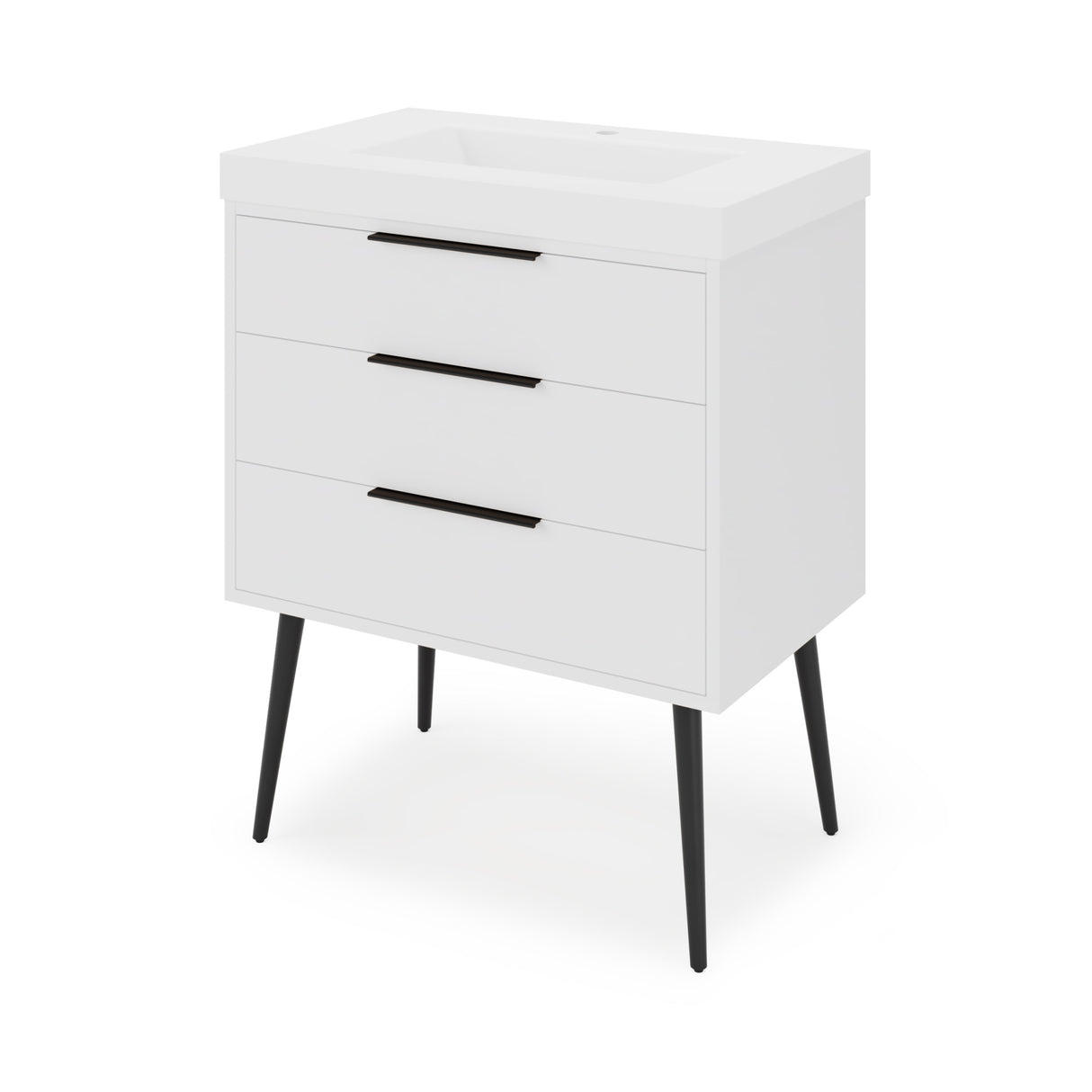Jeffrey Alexander Gardner 31" White Single Sink Bathroom Vanity with White Resin Top - Single-Hole Faucet Top - VKGAR30WHPRE