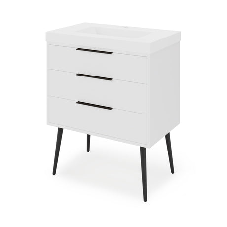 Jeffrey Alexander Gardner 31" White Single Sink Bathroom Vanity with White Resin Top - Single-Hole Faucet Top - VKGAR30WHPRE