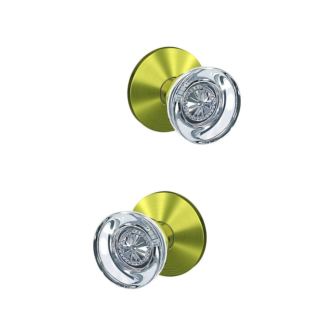 Schlage FC172HOB608KIN satin brass pair of dummy door knob