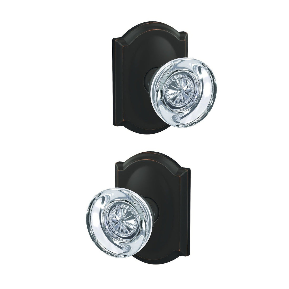 Schlage FC172HOB716CAM aged bronze pair of dummy door knob