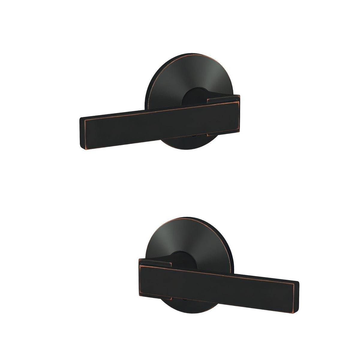 Schlage FC172NBK716KIN aged bronze pair of dummy door lever