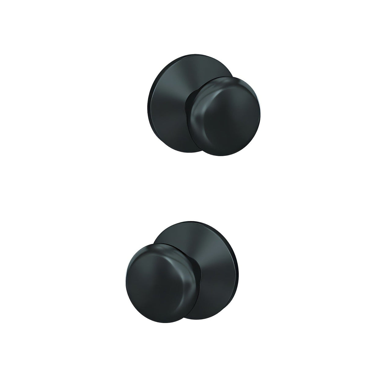 Schlage FC172PLY622KIN matte black pair of dummy door knob