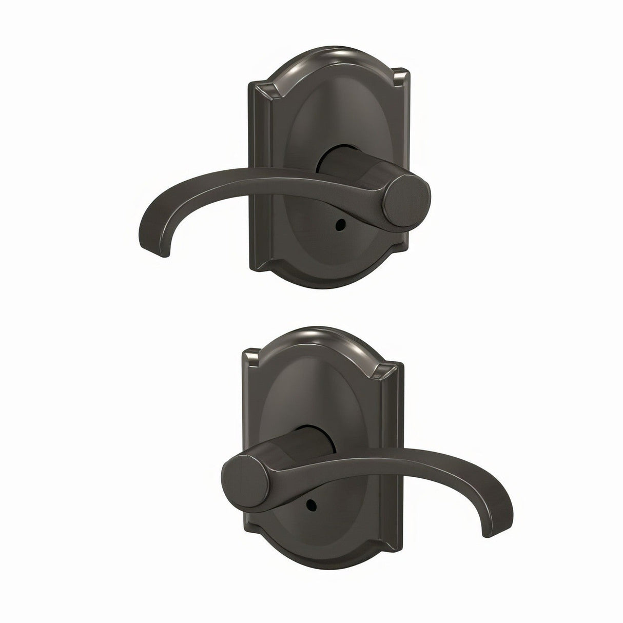 Schlage FC172WIT530CAM black stainless pair of dummy door lever