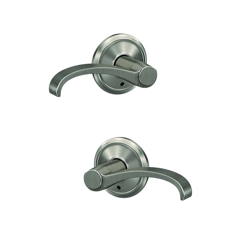 Schlage FC172WIT619ALD satin nickel pair of dummy door lever
