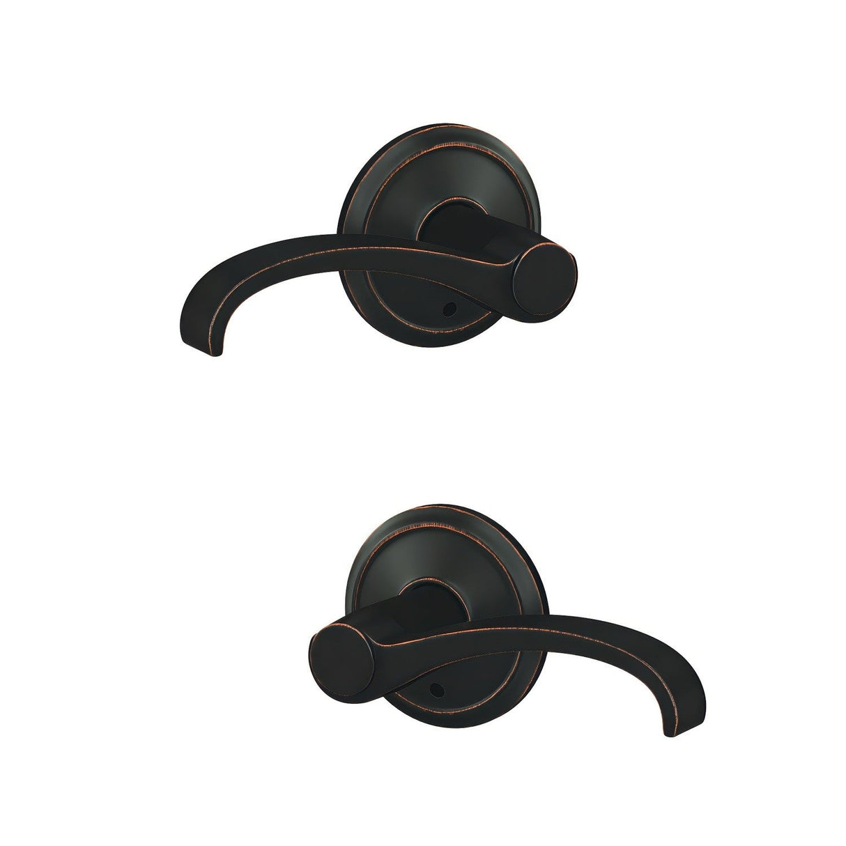 Schlage FC172WIT716ALD aged bronze pair of dummy door lever