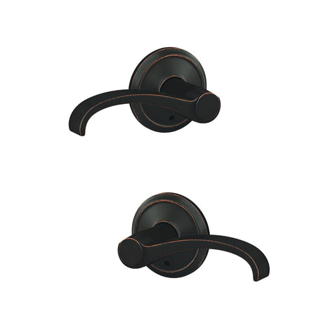 Schlage FC172WIT716ALD aged bronze pair of dummy door lever