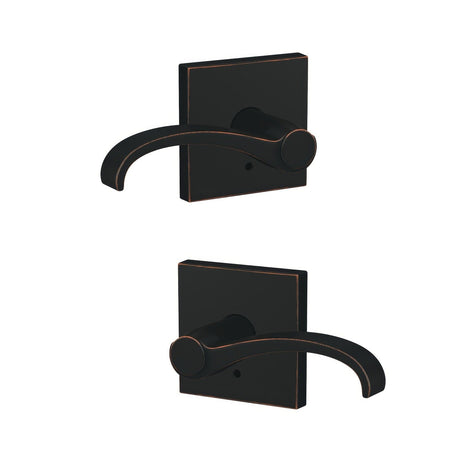 Schlage FC172WIT716COL aged bronze pair of dummy door lever