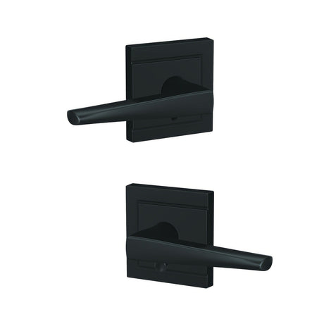 Schlage FC21ELR622ULD matte black passage & privacy door lever