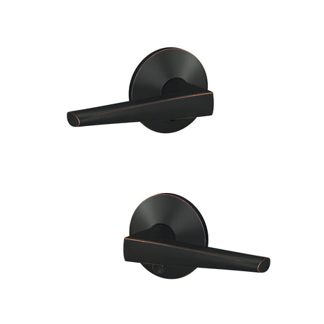 Schlage FC21ELR716KIN aged bronze passage & privacy door lever