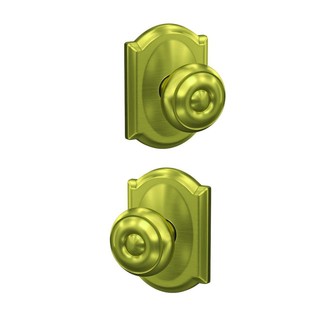 Schlage FC21GEO608CAM satin brass passage & privacy door knob