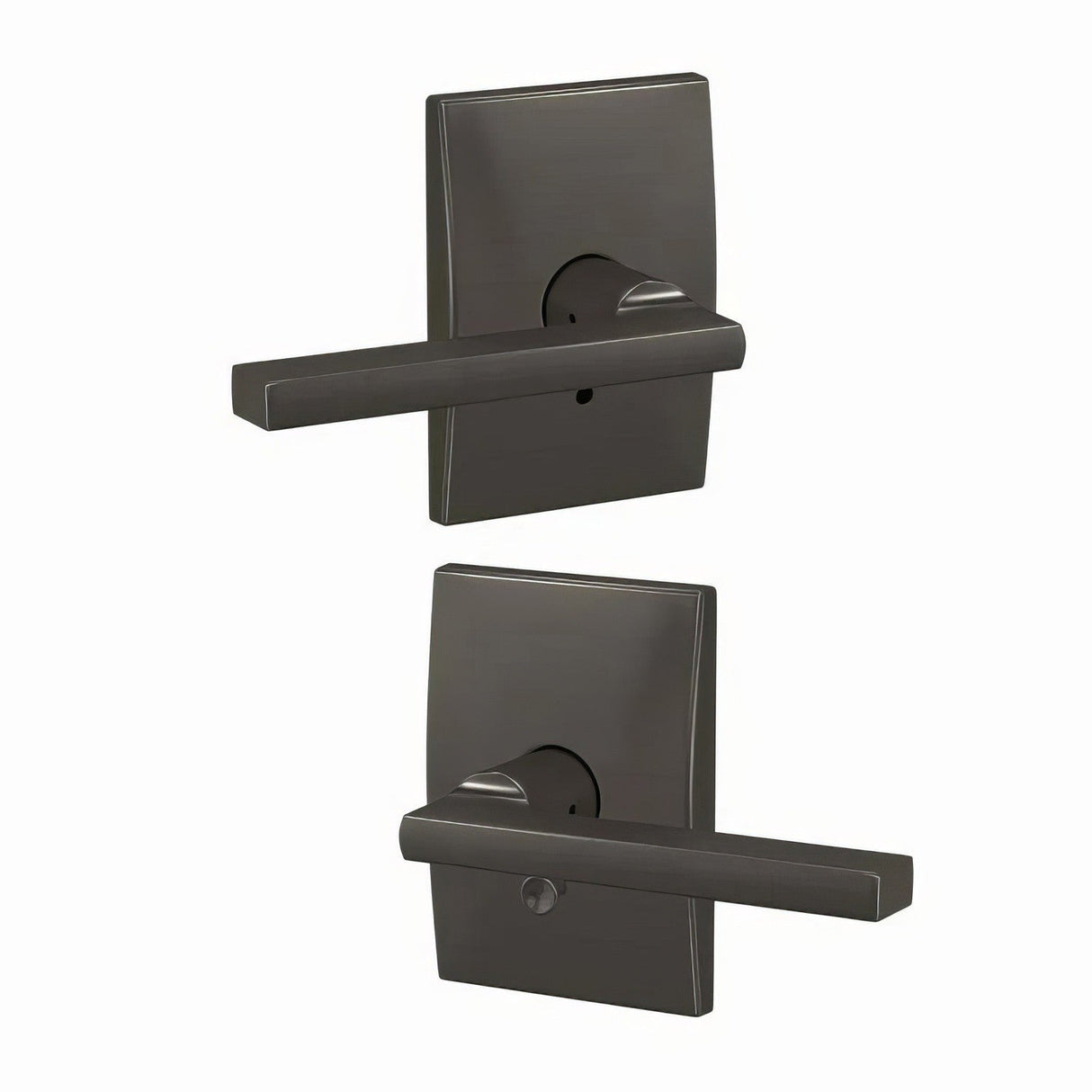 Schlage FC21LAT530CEN black stainless passage & privacy door lever