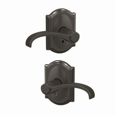 Schlage FC21WIT530CAM black stainless passage & privacy door lever