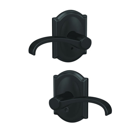 Schlage FC21WIT622CAM matte black passage & privacy door lever