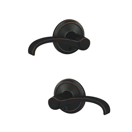 Schlage FC21WIT716ALD aged bronze passage & privacy door lever