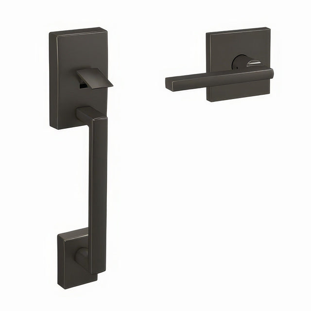 Schlage FC285CEN530LATCOL black stainless bottom half handleset