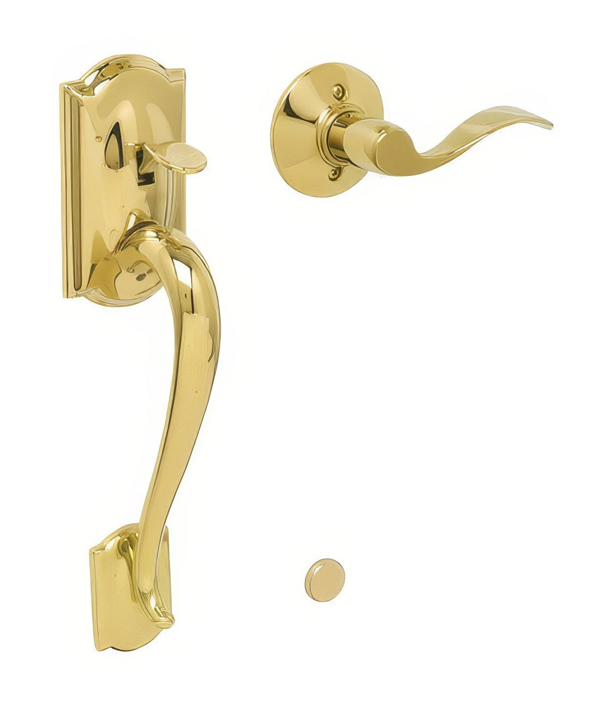 Schlage FE285CAM505ACCRH lifetime polished brass electronic keypad lower half handleset