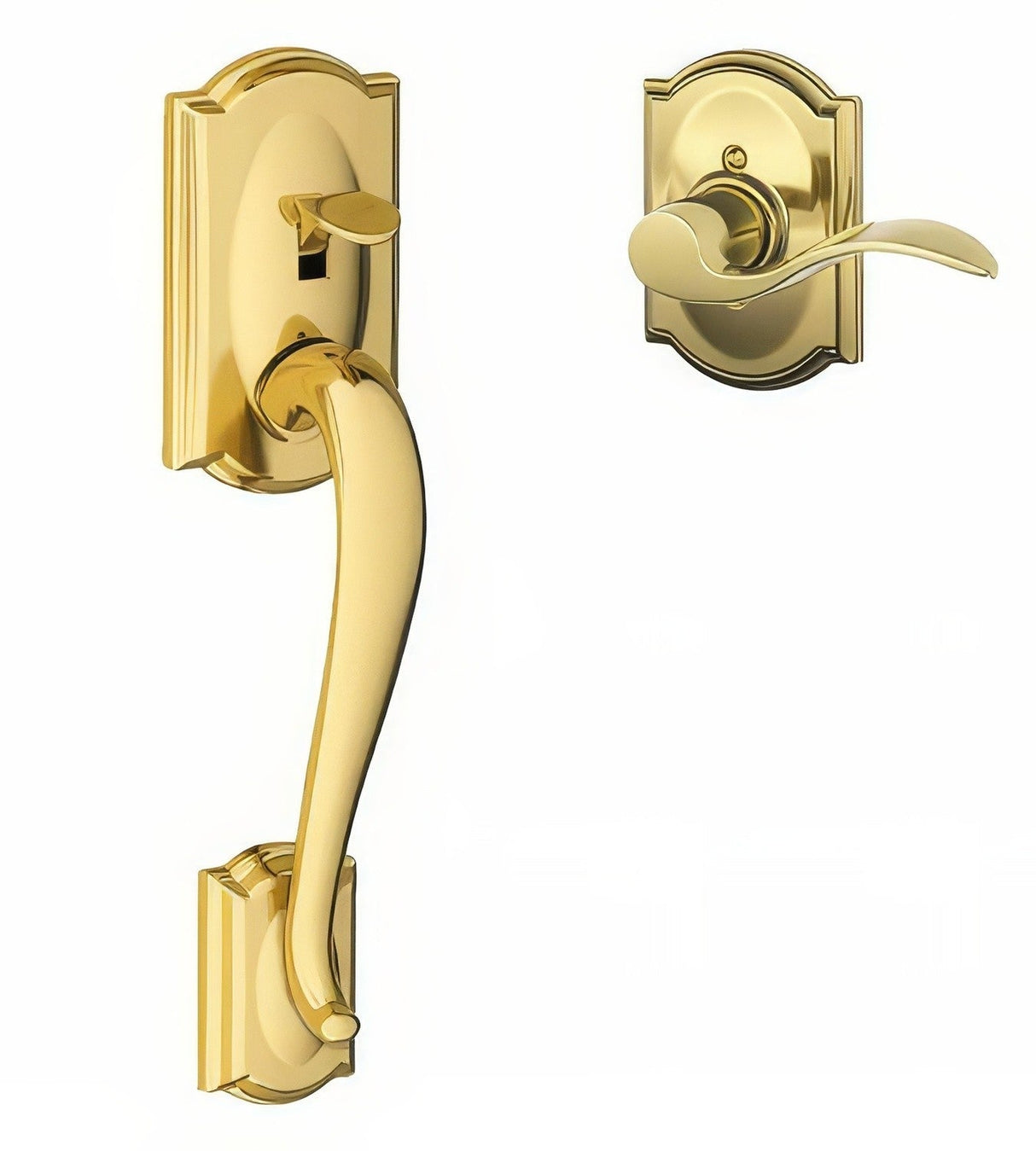 Schlage FE285CAM605ACCCAMLH polished brass electronic keypad lower half handleset