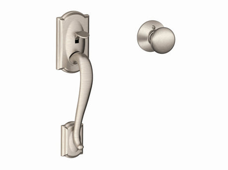 Schlage FE285CAM619PLY satin nickel bottom half handleset