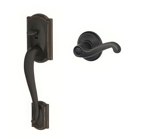 Schlage FE285CAM716FLALH aged bronze bottom half handleset