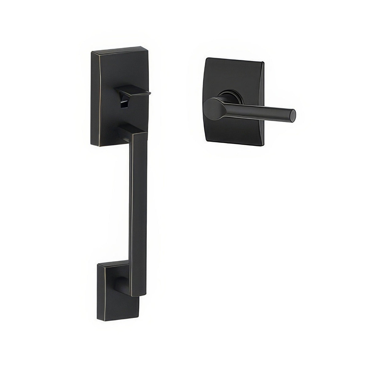 Schlage FE285CEN622BRWCEN matte black bottom half handleset