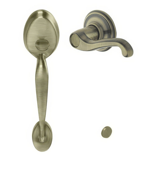 Schlage FE285PLY609FLALH antique brass electronic keypad lower half handleset