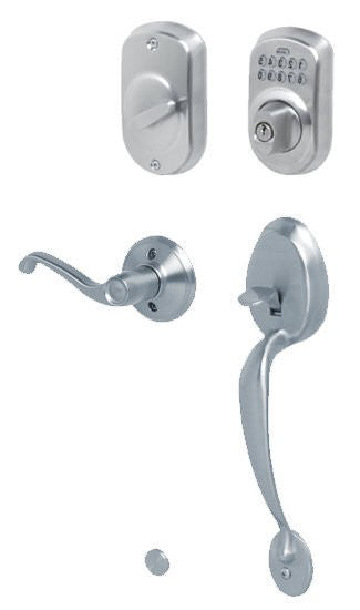 Schlage FE365PLY626FLARH satin chrome electronic keypad handleset