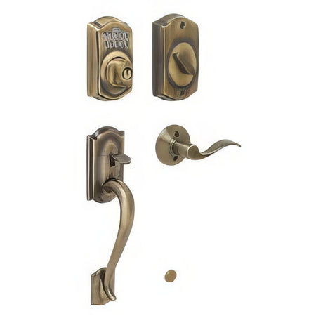Schlage FE365CAM609ACCLH antique brass electronic keypad handleset
