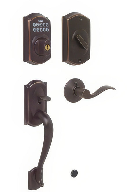 Schlage FE365CAM716ACCLH aged bronze electronic keypad handleset