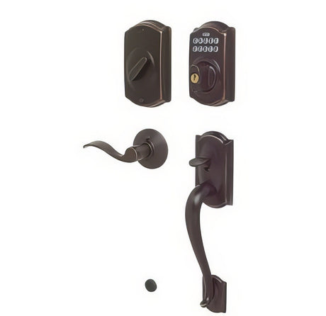 Schlage FE365CAM716ACCRH aged bronze electronic keypad handleset