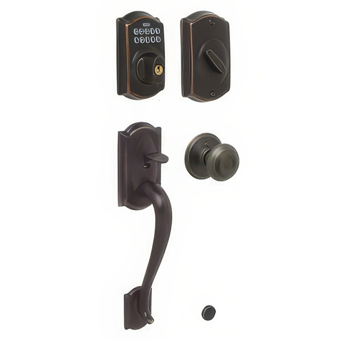 Schlage FE365CAM716GEO aged bronze electronic keypad handleset