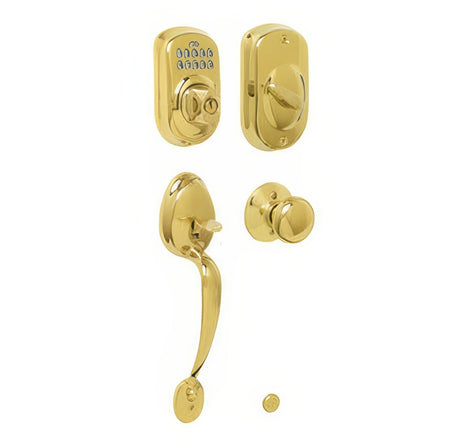 Schlage FE365PLY505PLY lifetime polished brass electronic keypad handleset
