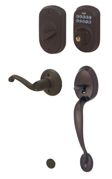 Schlage FE365PLY613FLARH oil rubbed bronze electronic keypad handleset