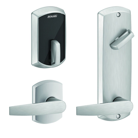 Schlage FE410FGRW512JUP626 satin chrome touchscreen keyed entry locks