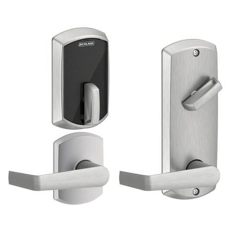 Schlage FE410FGRW512SAT626 satin chrome touchscreen keyed entry locks