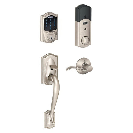 Schlage FE489WBCCAM619ACC satin nickel touchscreen deadbolt