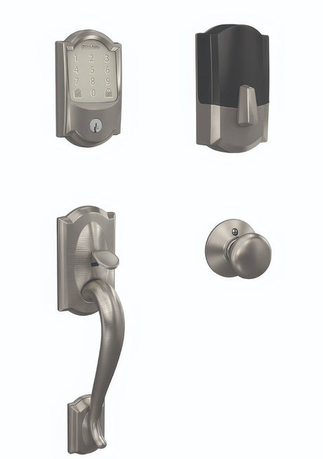 Schlage FE489WBCCAM619PLY FE Series touchscreen deadbolt in polished brass, additional view