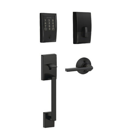 Schlage FE489WBCCEN622LAT matte black touchscreen deadbolt