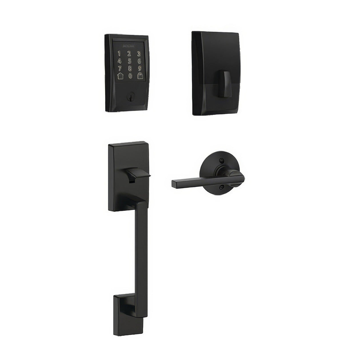 Schlage FE489WBCCEN622LAT matte black touchscreen deadbolt