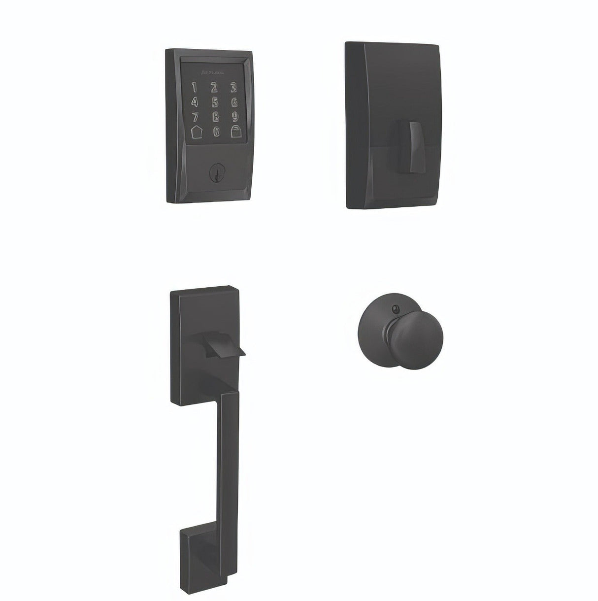 Schlage FE489WBCCEN622PLY matte black touchscreen deadbolt