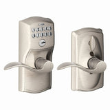 Schlage FE595CAM619ACC satin nickel keypad entry door lever