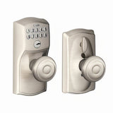 Schlage FE595CAM619GEO satin nickel keypad entry door knob