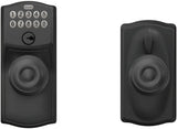 Schlage FE595CAM622GEO matte black keypad entry door knob