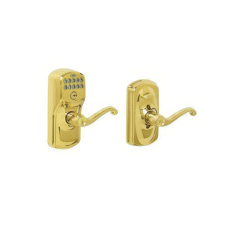 Schlage FE595PLY505FLA lifetime polished brass keypad entry door lever