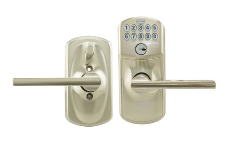 Schlage FE595PLY619LAT satin nickel keypad entry door lever
