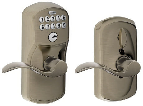 Schlage FE595PLY620ACC antique pewter keypad entry door lever