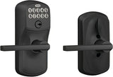 Schlage FE595PLY622ACC matte black keypad entry door lever