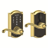Schlage FE695CAM605FLA bright brass touchscreen keyed entry locks
