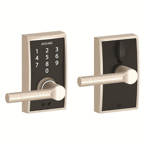 Schlage FE695CEN619BRW satin nickel touchscreen keyed entry locks