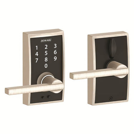 Schlage FE695CEN619LAT satin nickel touchscreen keyed entry locks