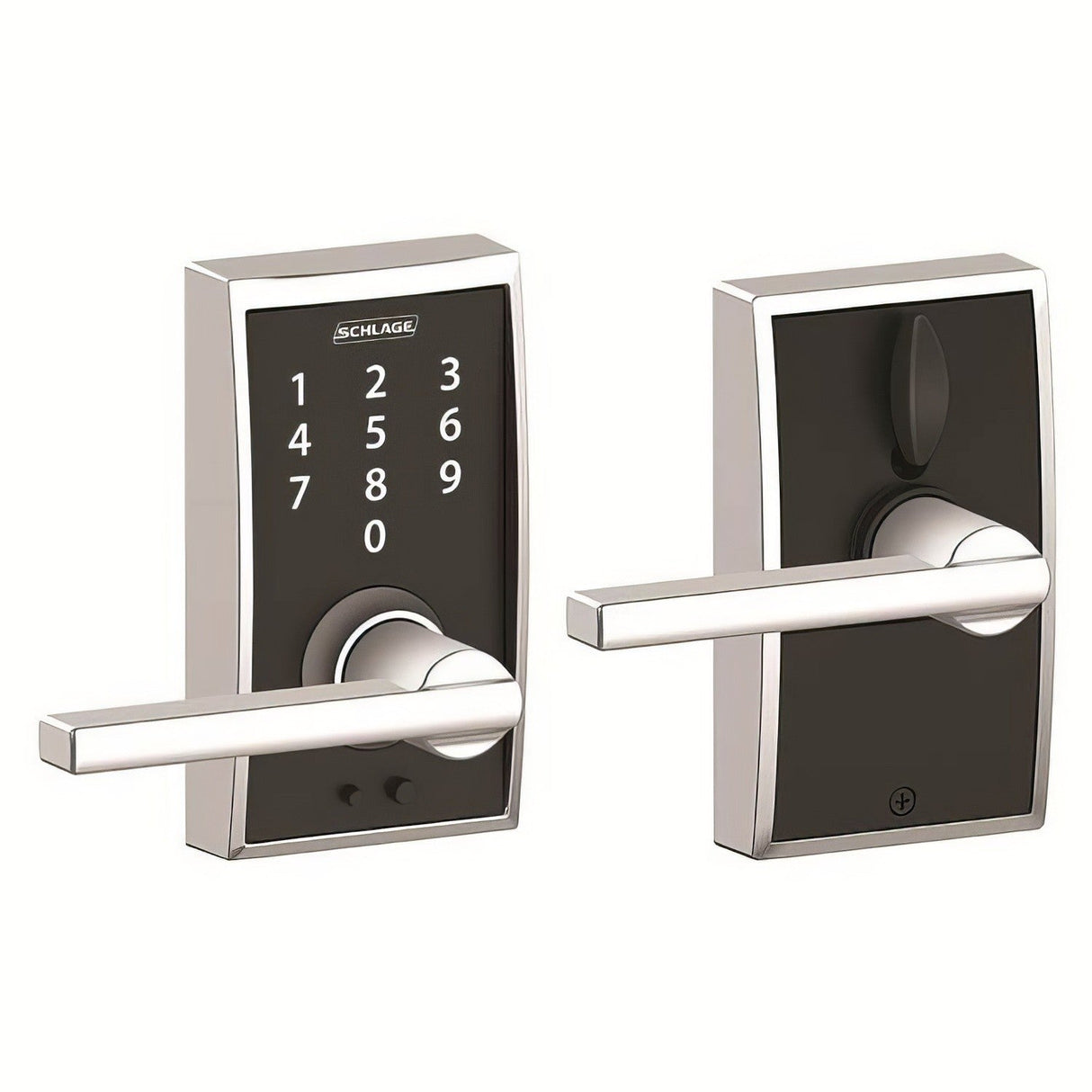 Schlage FE695CEN625LAT bright chrome touchscreen keyed entry locks